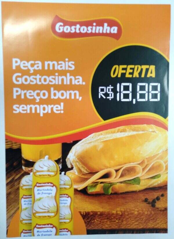 CARTAZ A3 GOSTOSINHA MORTADELA DE FRANGO